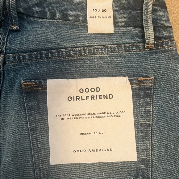 Good American Good Girlfriend Jeans – Size 10/30 – Blue Raw Hem - Picture 3 of 5